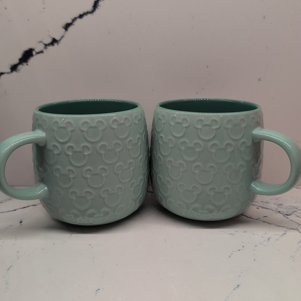 Mint Color Disney Parks Home Collection Mickey Mouse Raised Icon Mug 16oz Lot 2